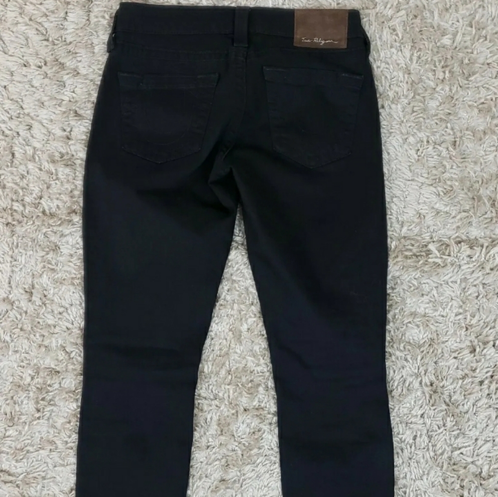 True Religion Womens Linda Skinny Fit Cropped Black Jeans Size 24
